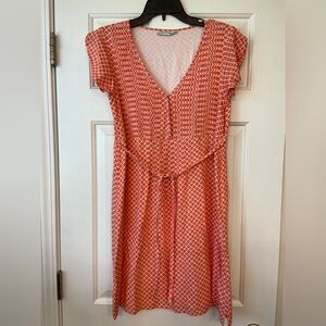 Carve Designs Peach Orange V Neck Mini Dress Sz 8